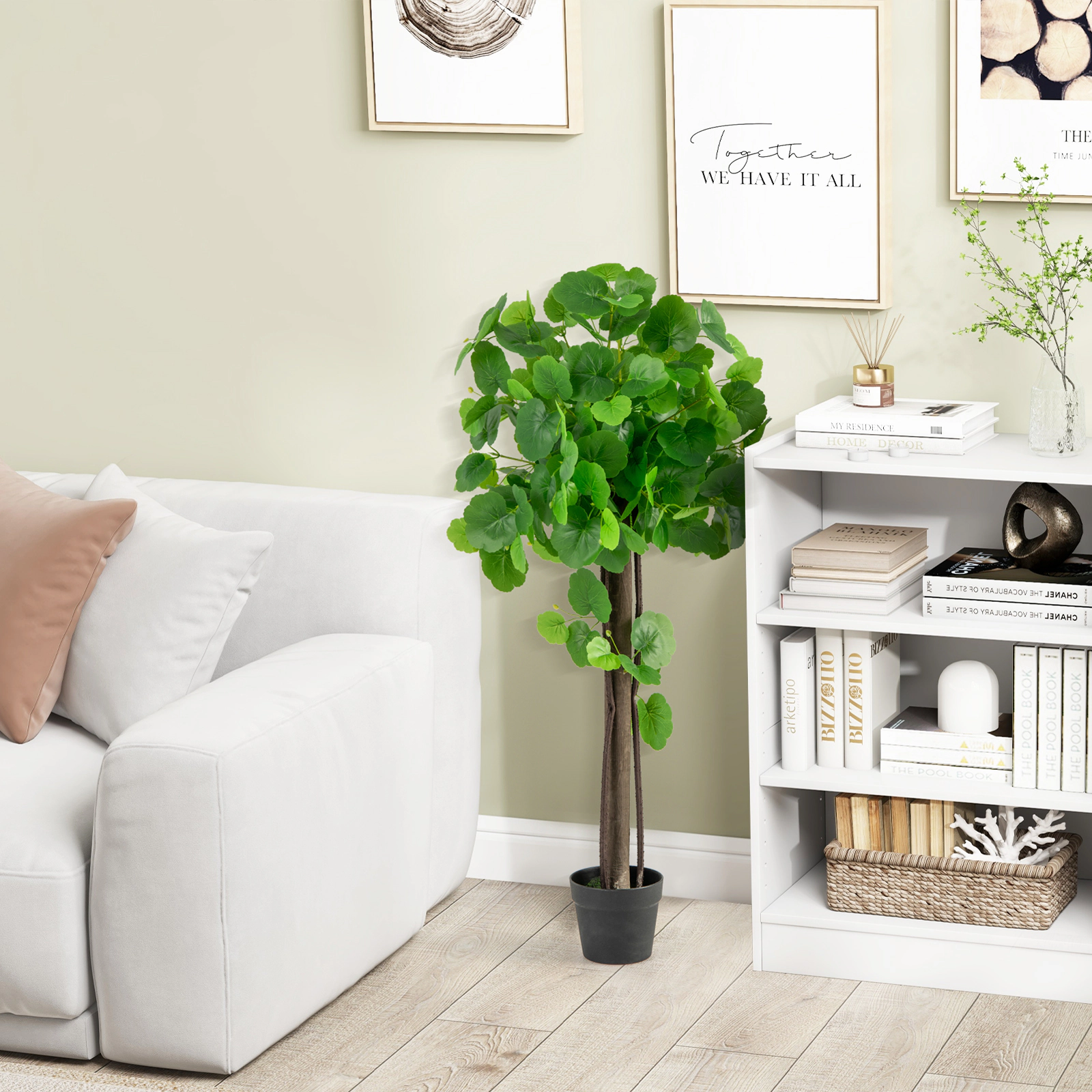 Slickblue 44 In Artificial Crabapple Tree with Realistic Wood Trunk and Potted Base