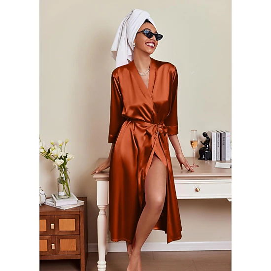 Ekouaer Silk Robes for Women Long Satin Bride Bridesmaid Wedding Party Robes Lightweight