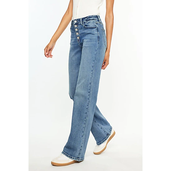 KanCan Women's Essentials High Rise Comfort 90's Flare Jeans Darlene