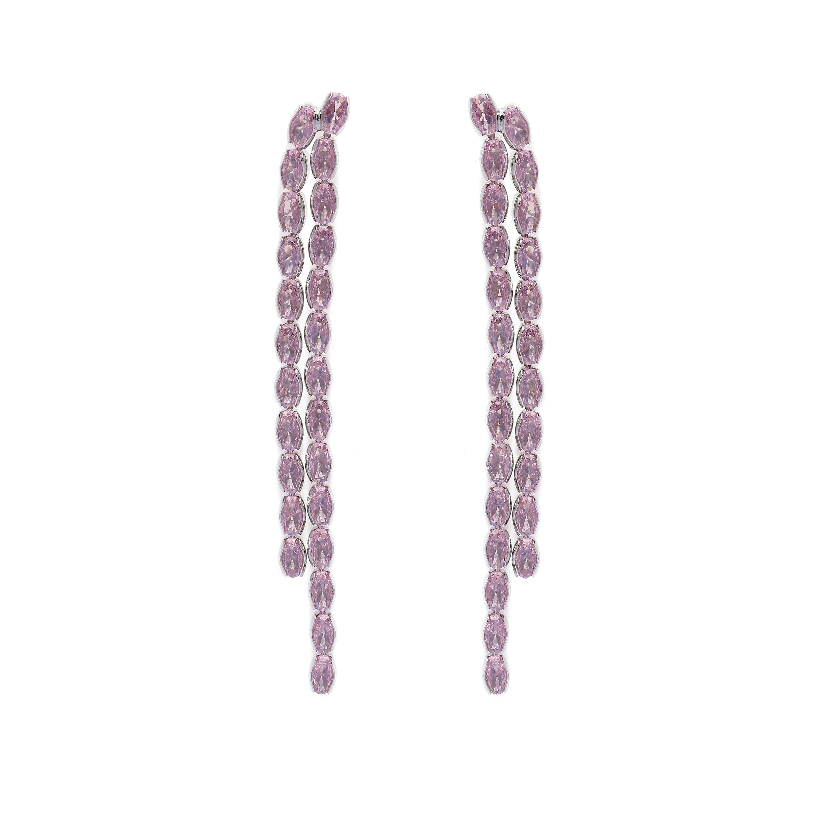 AGP PARIS Womens Light Pink Double Long Drop Earrings