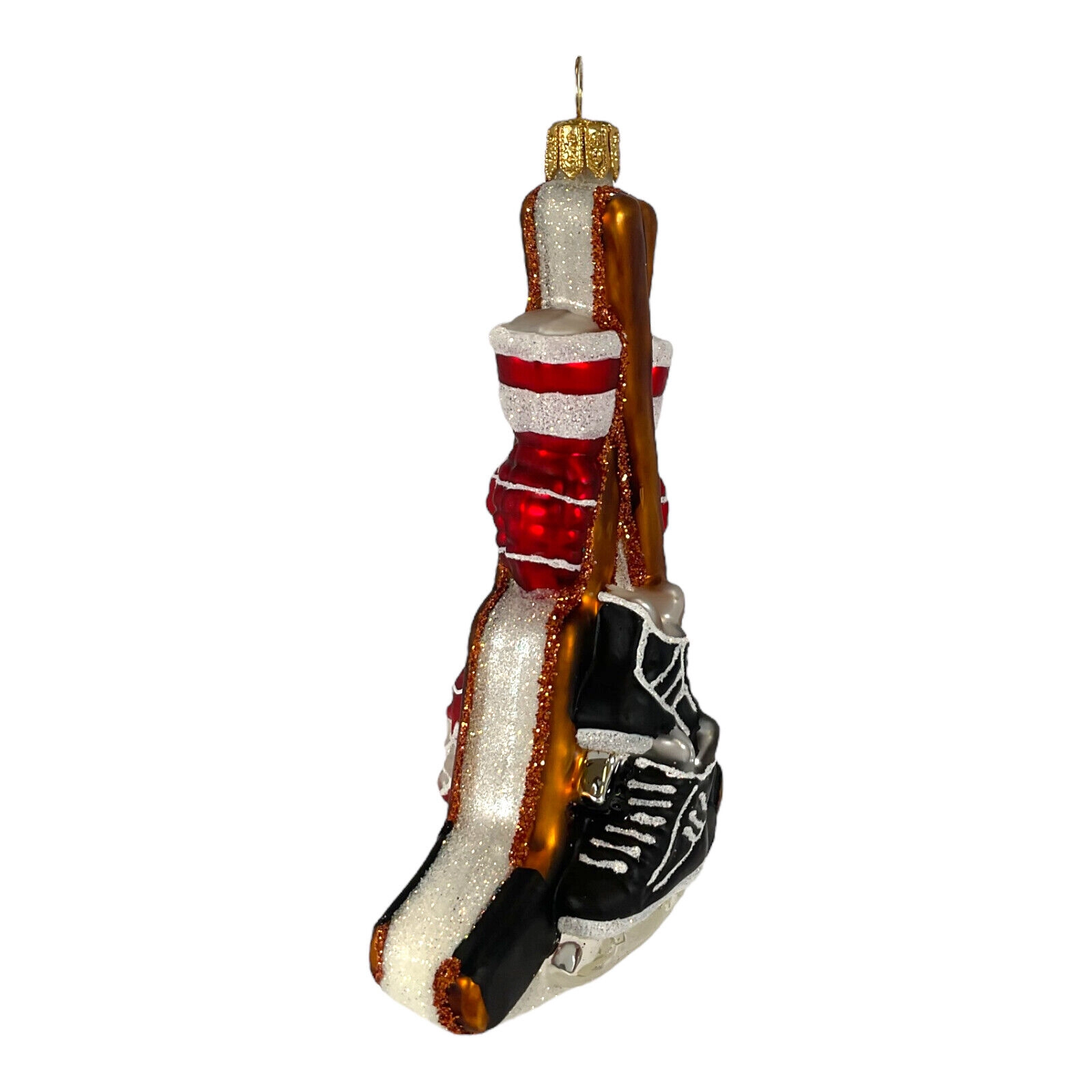 Pinnacle Peak Trading Company Red Hockey Sports Equipment Polish Blown Glass Hanging Christmas Tree Ornament 5 inch