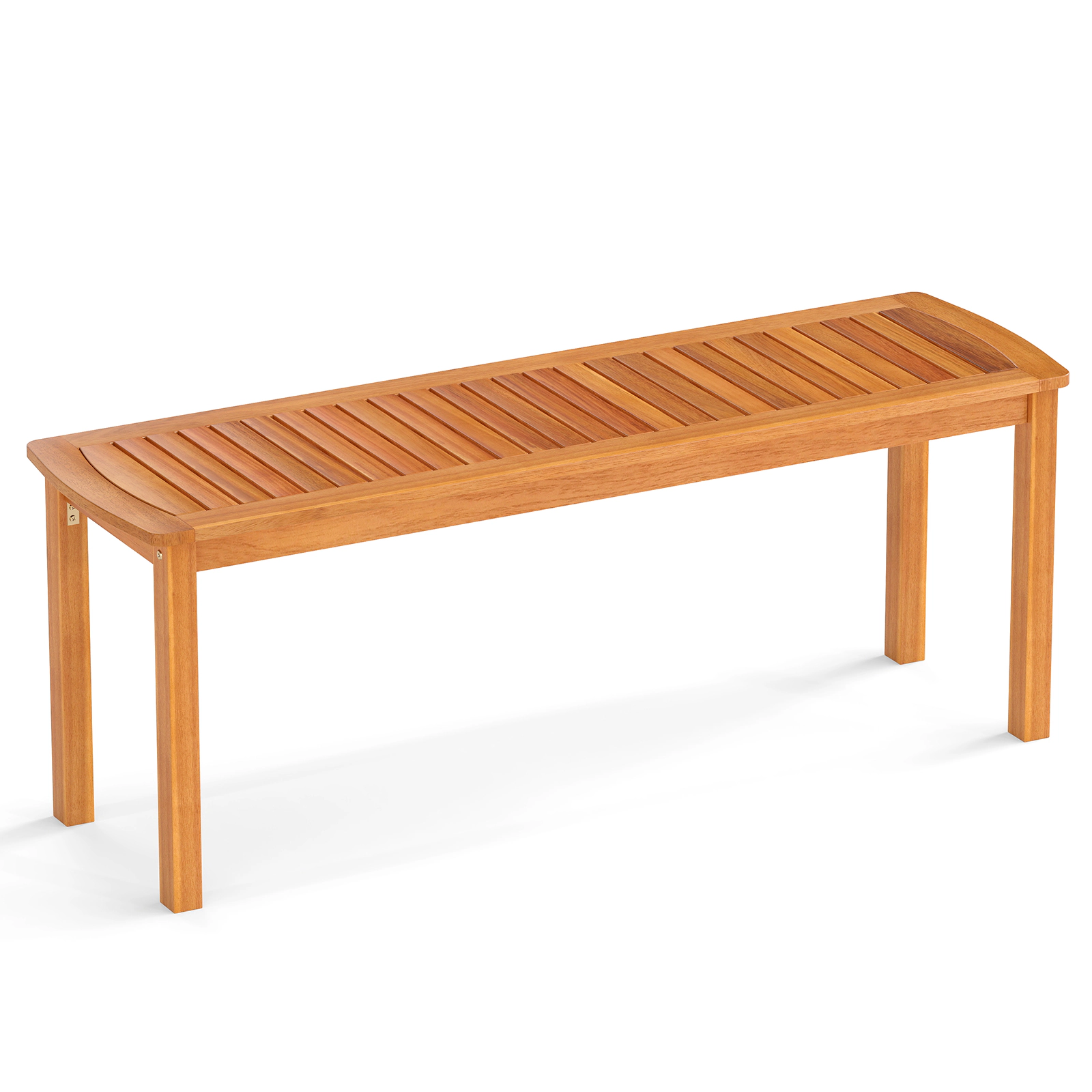 SUGIFT 48-in Acacia Wood Outdoor Bench Slatted Seat 800-lb Capacity 2-Person Garden & Entryway Seating Natural 1-Piece