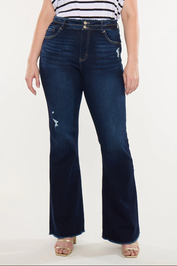 KanCan Women's Plus High Rise Flare Jeans Gill