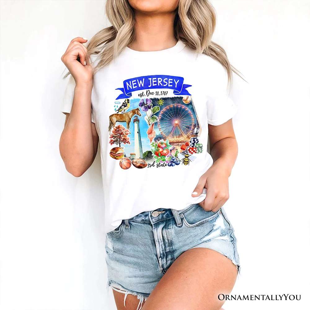 OrnamentallyYou Unisex Artistic New Jersey State Themes And Landmarks T-Shirt