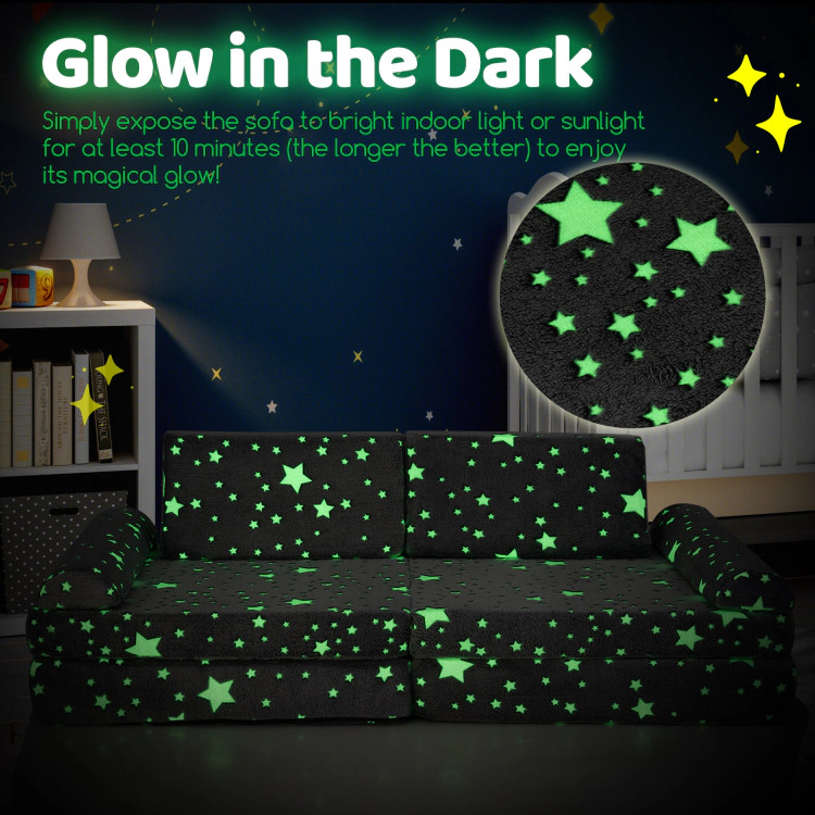 Hivvago 8 Pieces Modular Kids Play Couch Glow The Dark Toddler Sectional Sofa