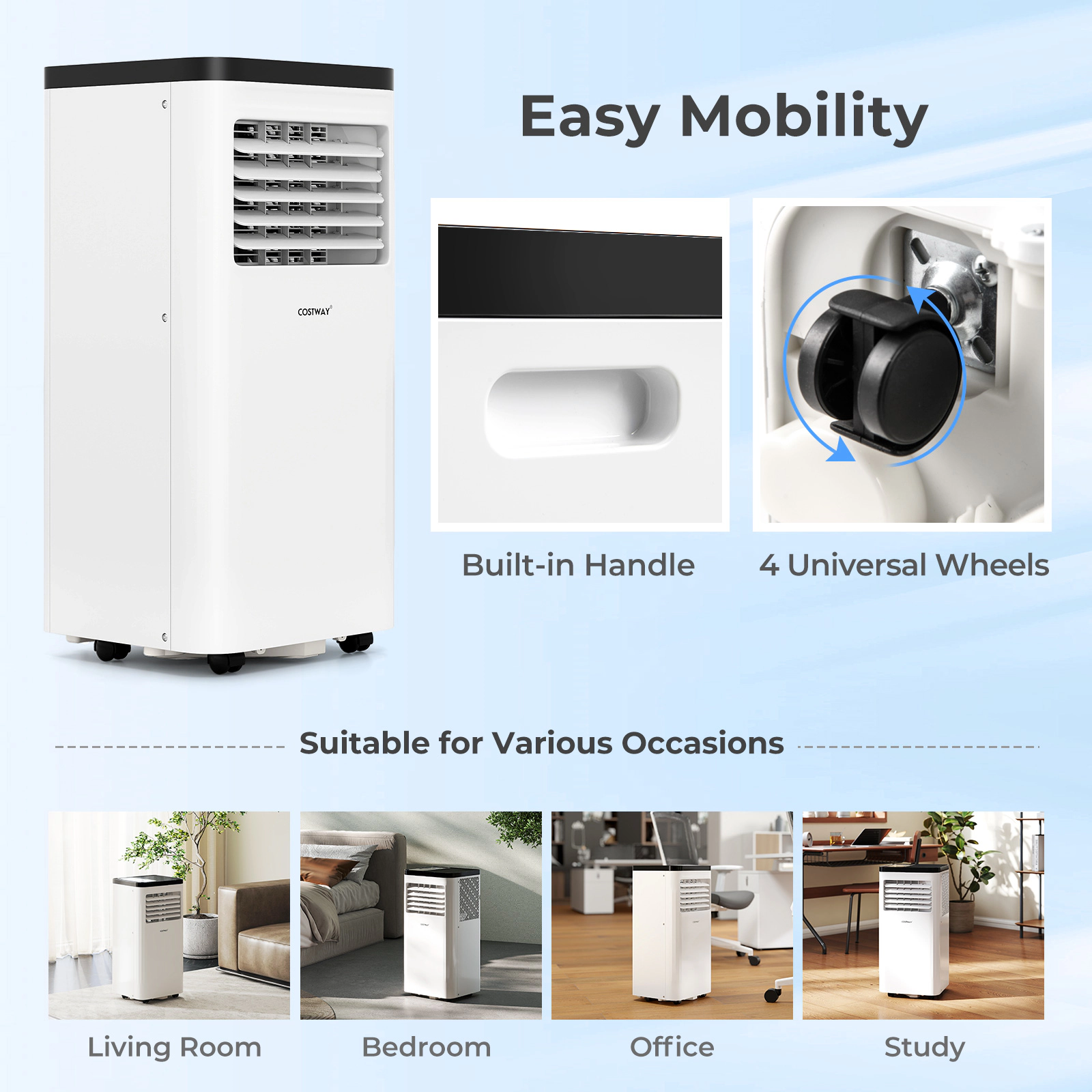 LJG 10000 BTU Portable Air Conditioner 3 in 1 Floor AC Unit Fan and Dehumidifier for Room