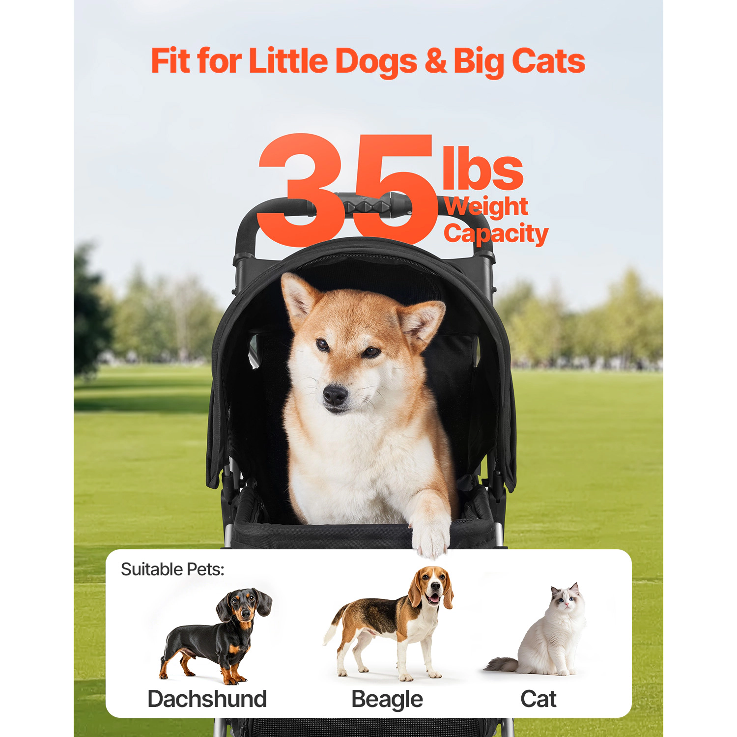 HONGGE Pet Stroller Wheels Dog with Weight Capacity Portable Carrier Mesh Windows for