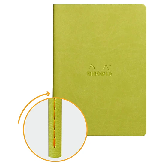 Rhodia Rhodiarama Sewn Spine Notebook - Dot Grid 5mm - 32 Sheets - 6 x 8.25 - Anise
