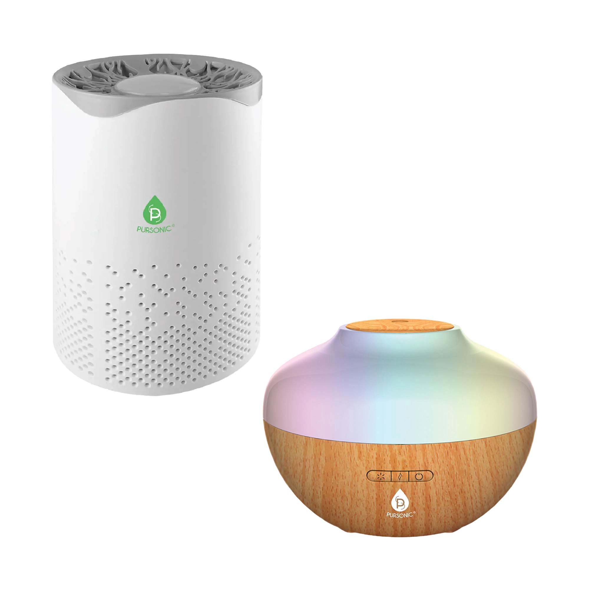 Pursonic Unisex Air Purification & Aromatherapy Wellness Bundle: True HEPA Air Purifier & Essential Oil Diffuser