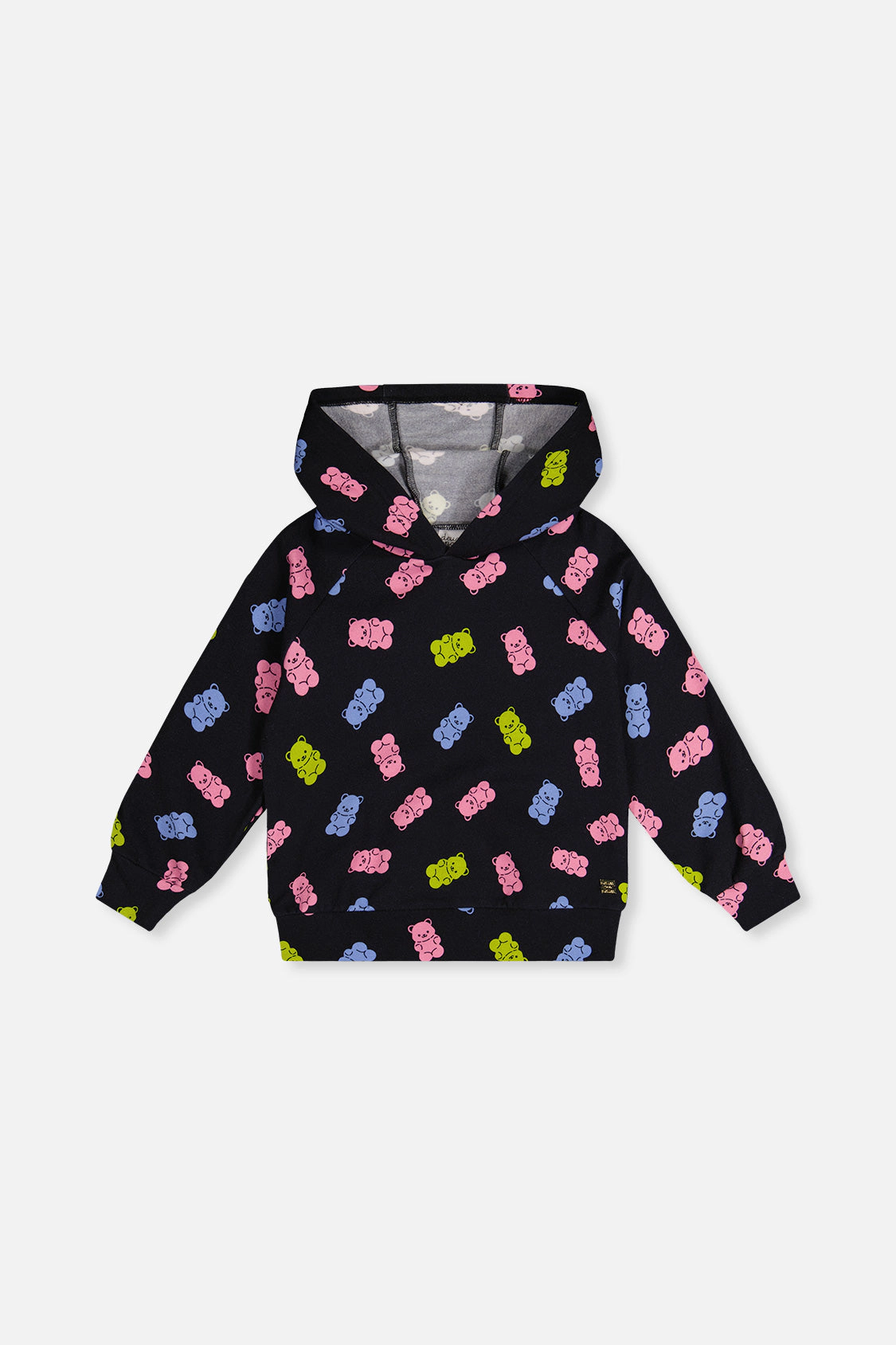 Deux par Girls Gummy Bear Print Raglan Sleeve Fleece Hoodie