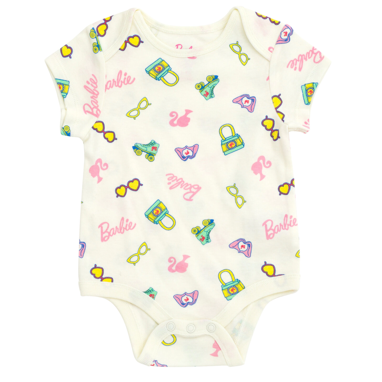 Barbie Baby Girls' 3-Pack One Piece Short Sleeve Bodysuits
