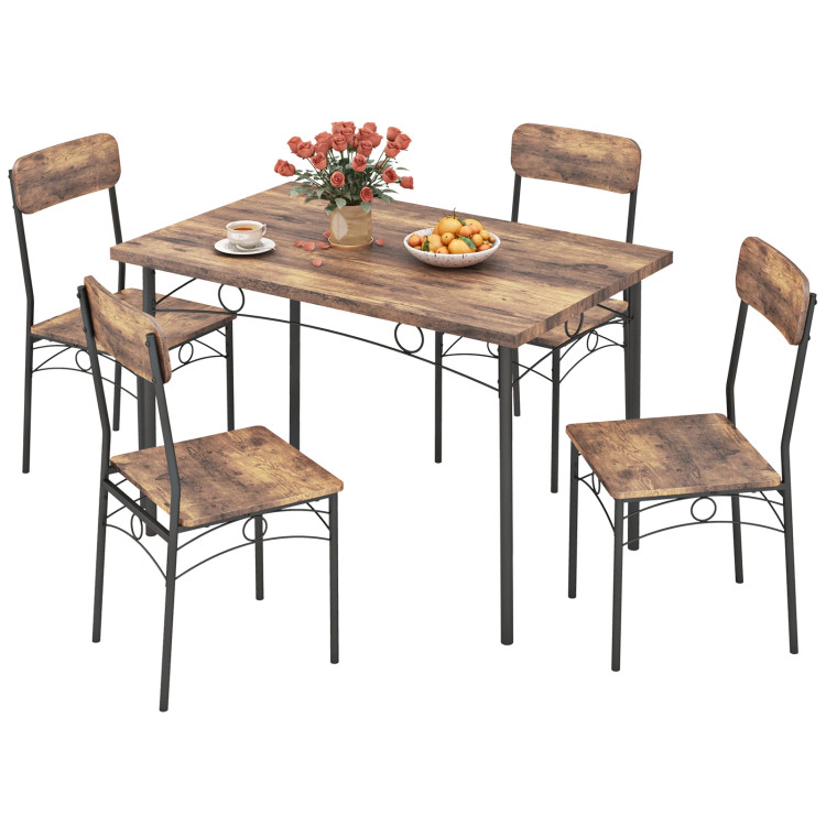 Hivvago 5-Piece Industrial Dining Table Set For 4 For Small Place Apartment