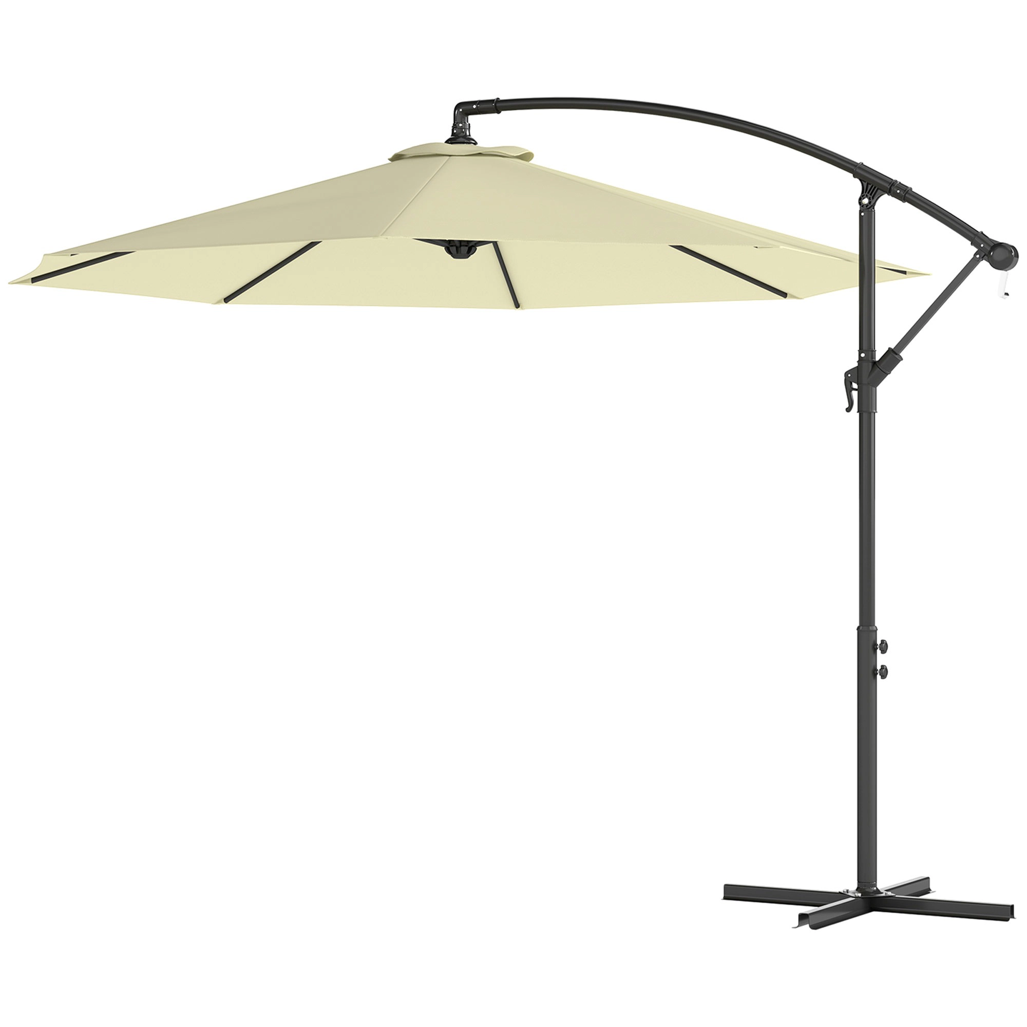 HONGGE 10' Cantilever Tilt Offset Patio Umbrella w/ UV & Water Safe Material & Cross Base (Weight Not Included)