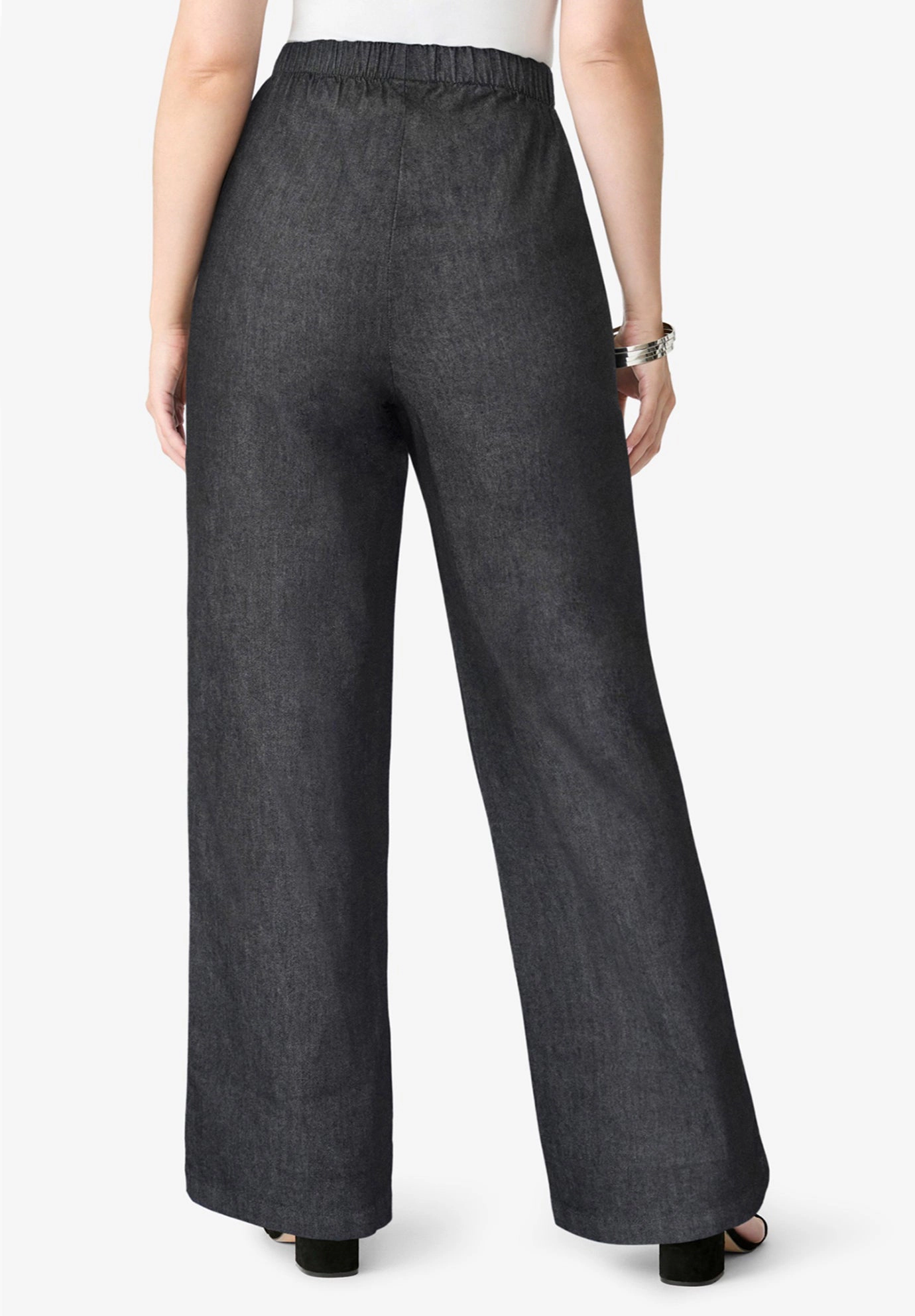Roaman's Women's Plus Comfort Stretch Wide Leg Jean
