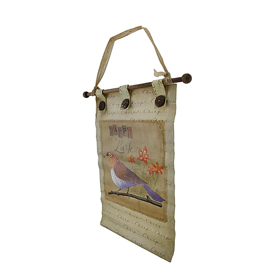 Zeckos 3 Pc. Canvas Botanical Birds Wall Hanging Set w/Buttons, Color ...