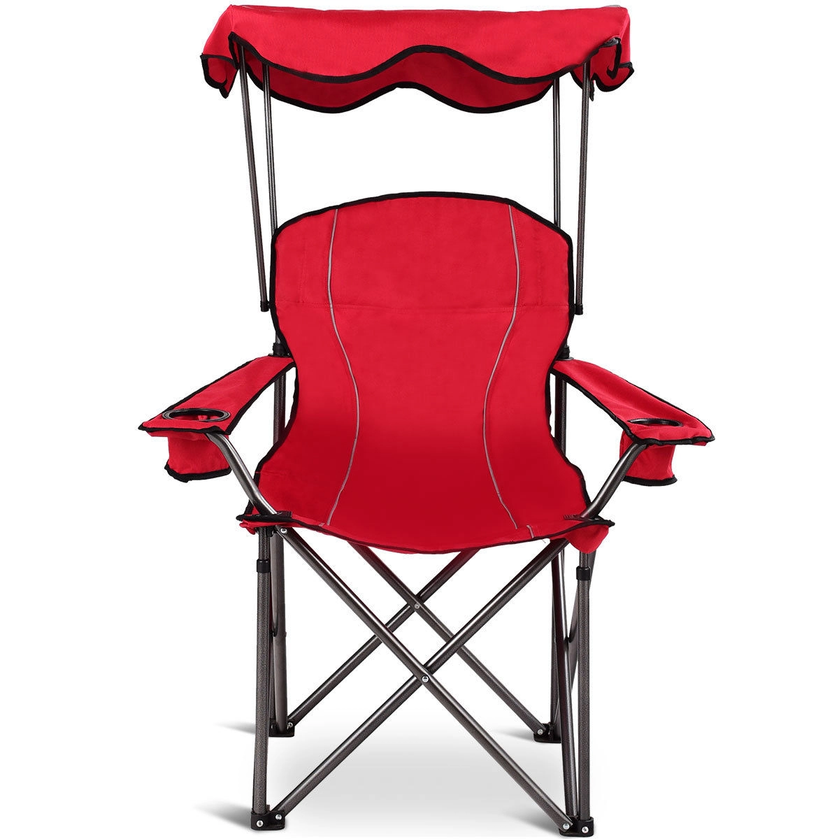 SUGIFT 265-lb Capacity Heavy-Duty Portable Folding Beach Canopy Chair with 2 Cup Holders and Antiskid Pads