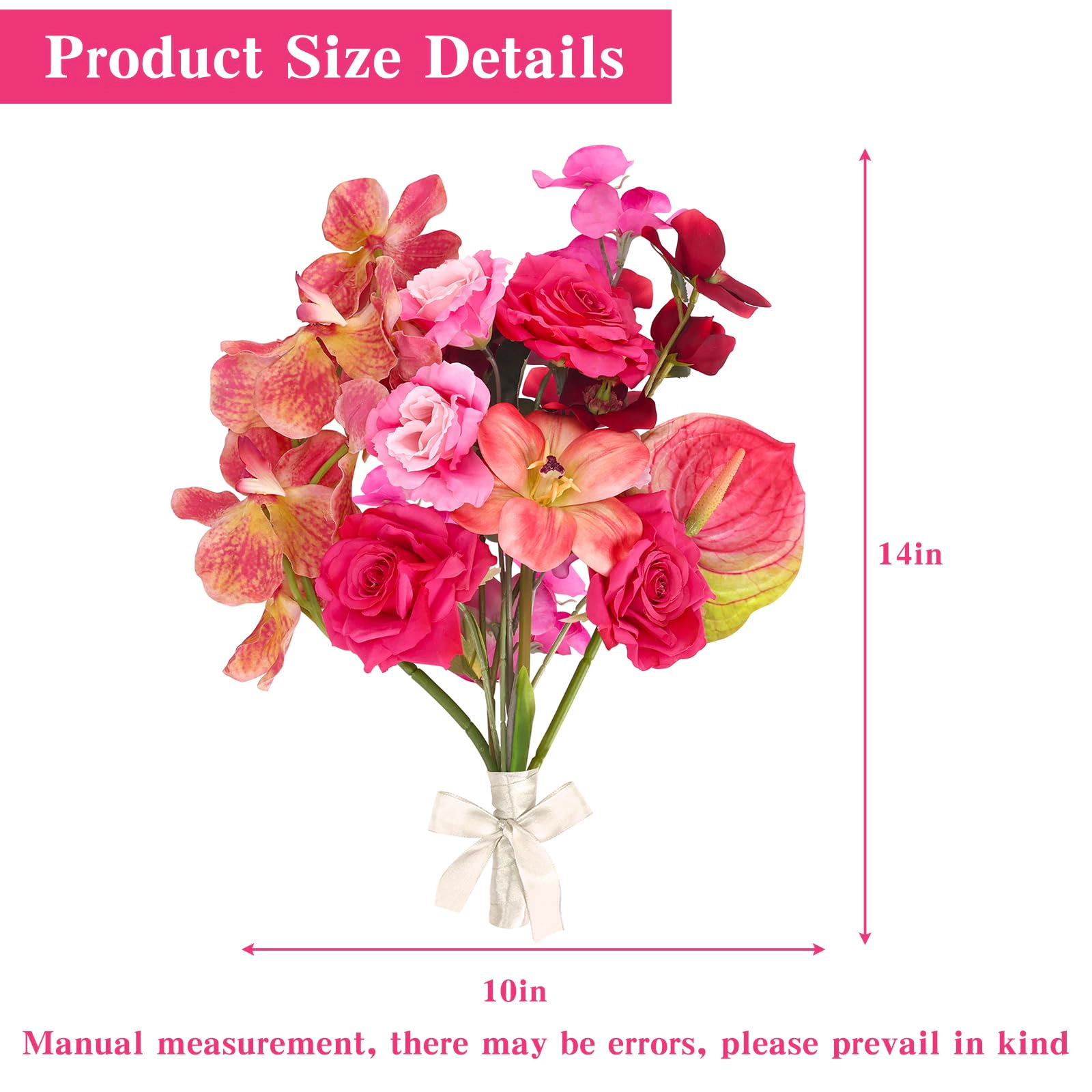 PUPWE White Flowers Realistic Silk Bouquet For Wedding Bridal Bouquets Table Centerpieces