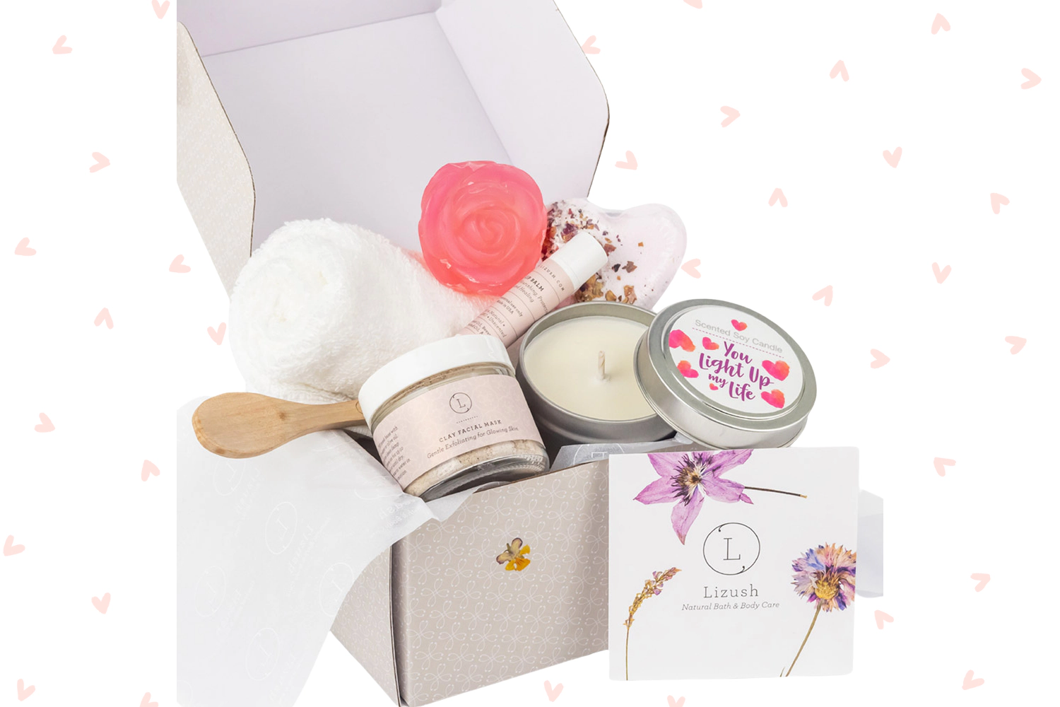 Lizush  Lavender LOVE Gift Box - Natural Spa Bath and Body Set