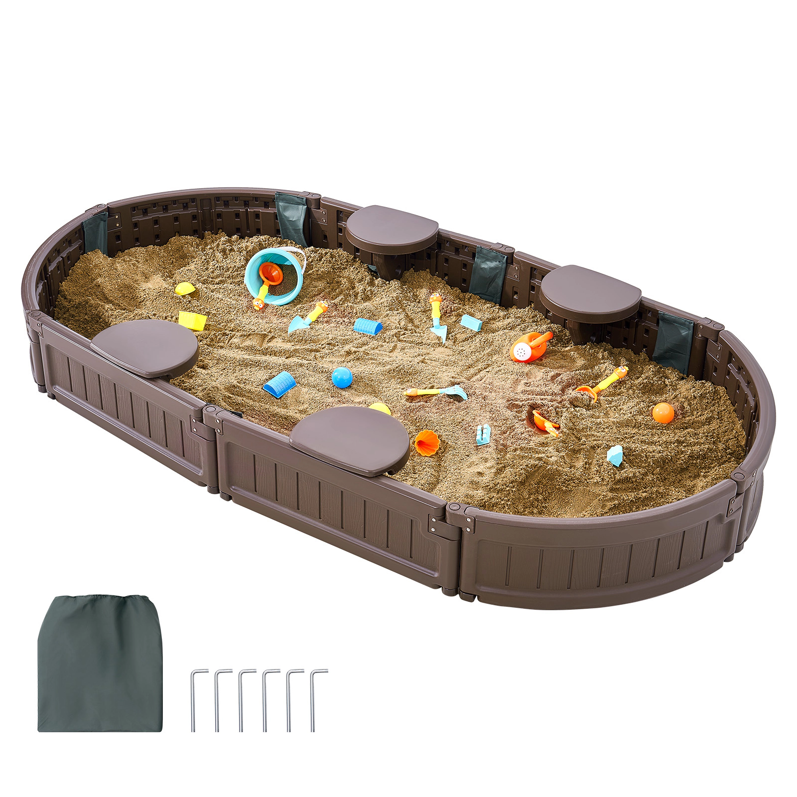 HONGGE Sandbox with Sand Pit and Bottom Liner for Outdoor Backyard Beach Park, Gift for Ages 3-12