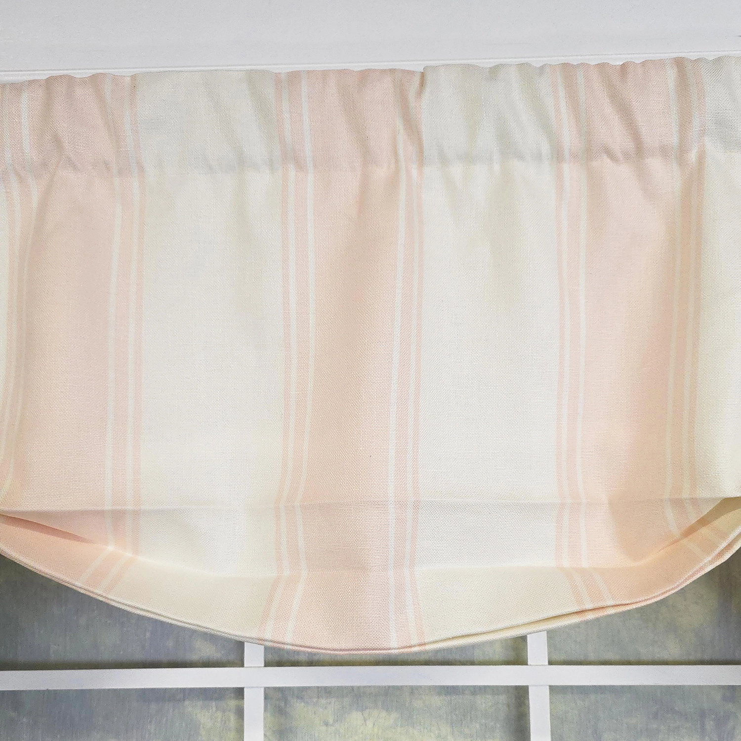 RLF Home Faded Stripe Butterfly 100% Cotton Rod Pocket Lined  Window Valance 50" x 17" Pink