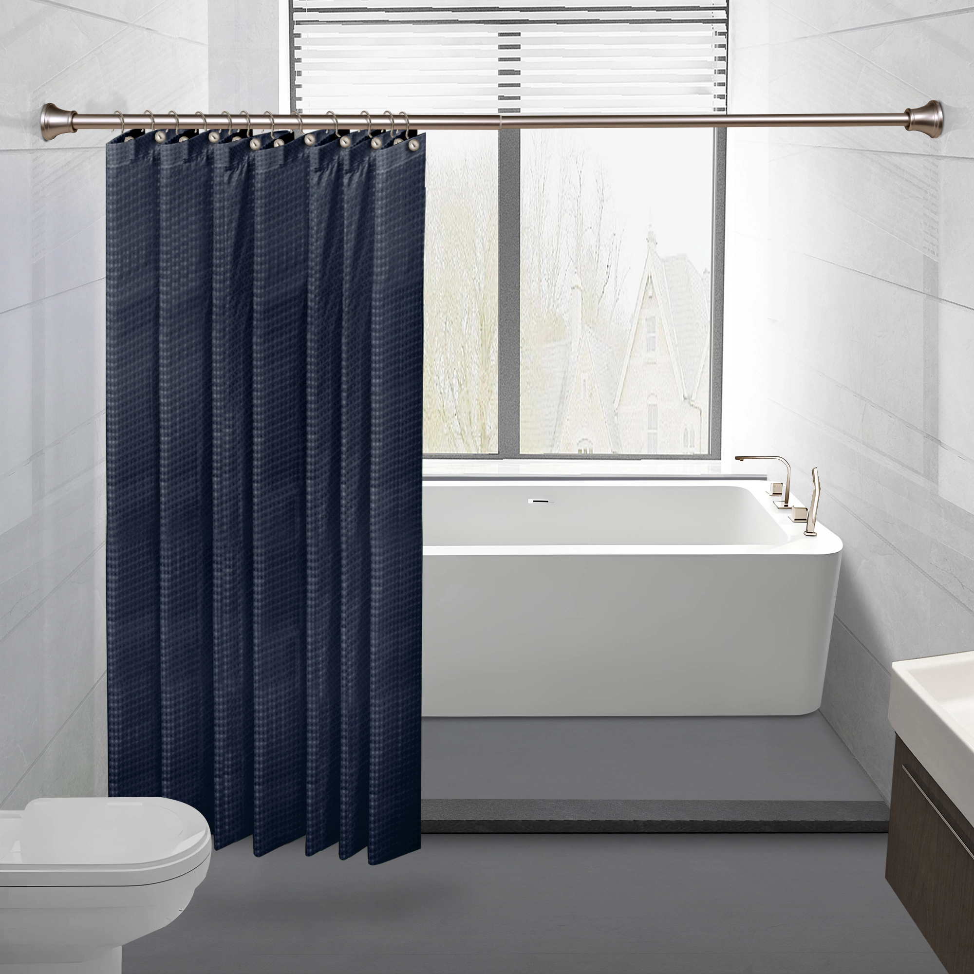 Utopia Alley Adjustable 72-Inch Rust-Proof Aluminum Shower Curtain Tension Rod, No Drill Installation - Extendable