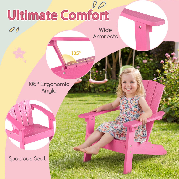 Hivvago Set Of 2 Kid'S Adirondack Chair With With High Backrest And Armrests