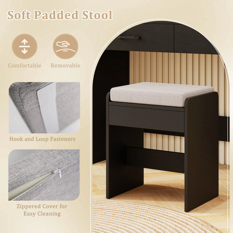 Hivvago Vanity Set With Lighted Mirror And Stool Power Outlet
