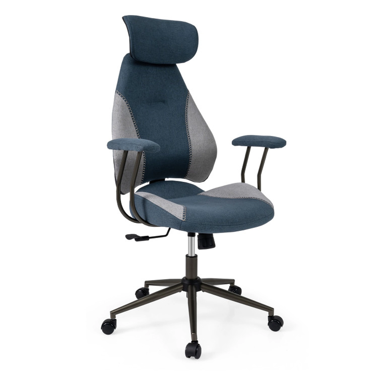SUGIFT 2D Headrest Lockable Backrest Suede Upholstered Ergonomic Office Chair 27.5-in x 25-in x 46-in 330-lb Gray