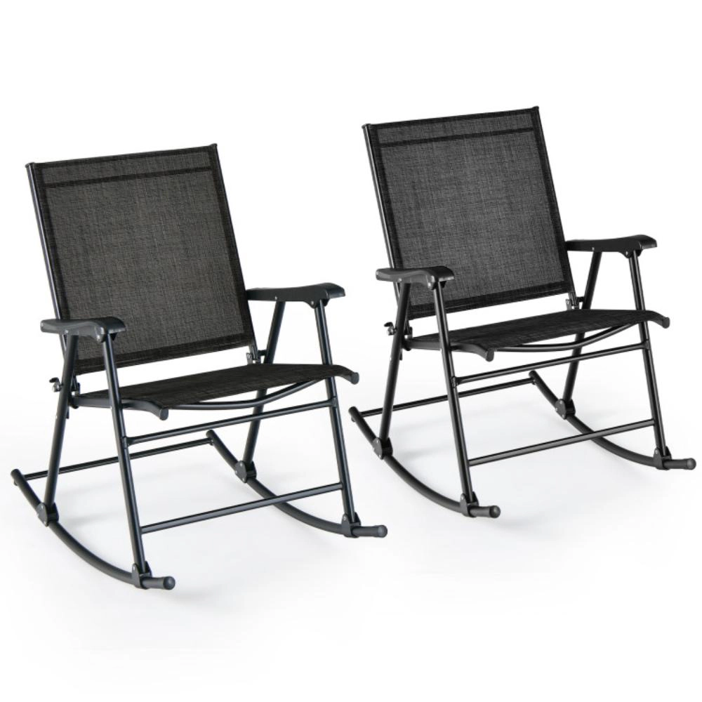 Hivvago Folding Rocking Chair With Breathable Seat Fabric Set Of 2