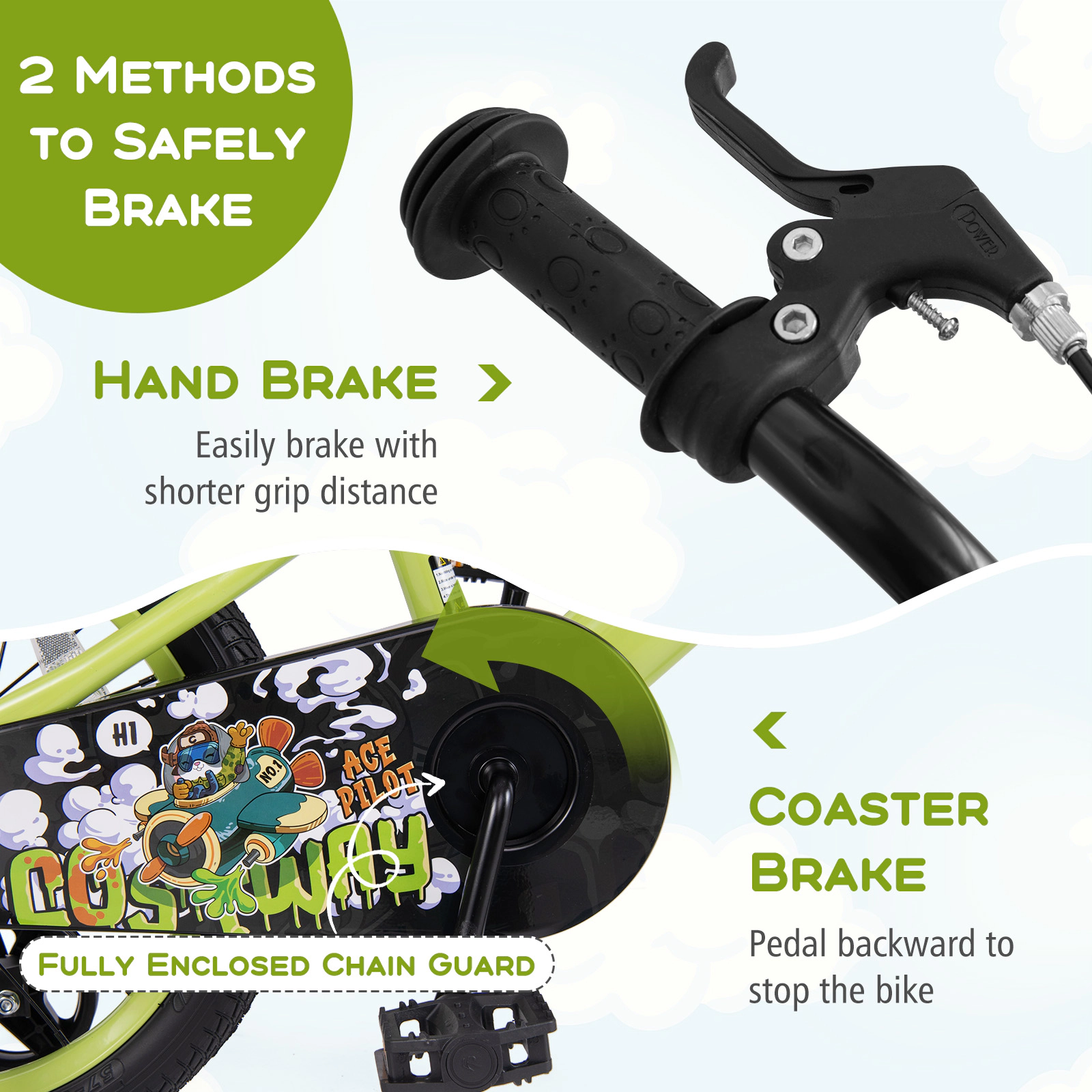 LJG Kids Bike Adjustable with Detachable Training Wheels