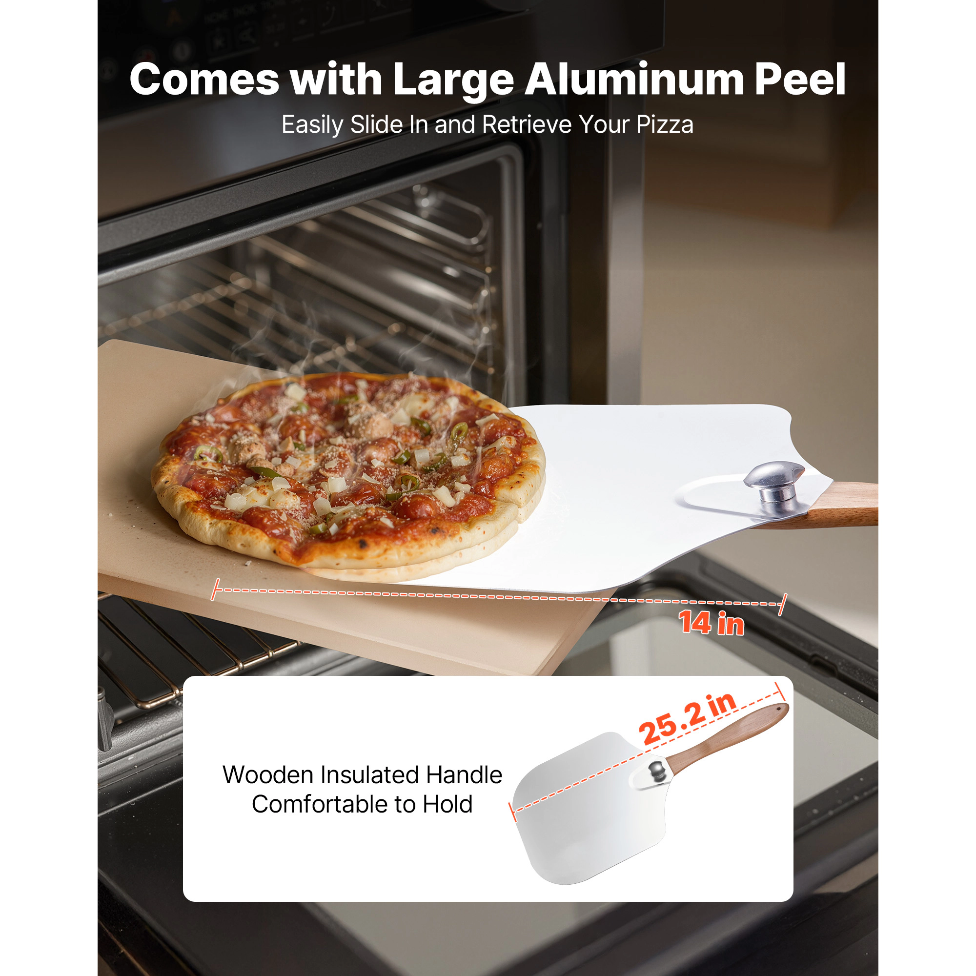 HONGGE Large Cordierite Pizza Stone 1450℉ Heat-Resistant for Oven BBQ