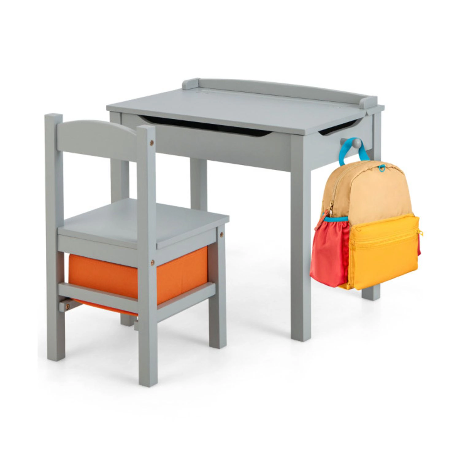Hivvago Wood Activity Kids Table And Chair Set With Storage Space