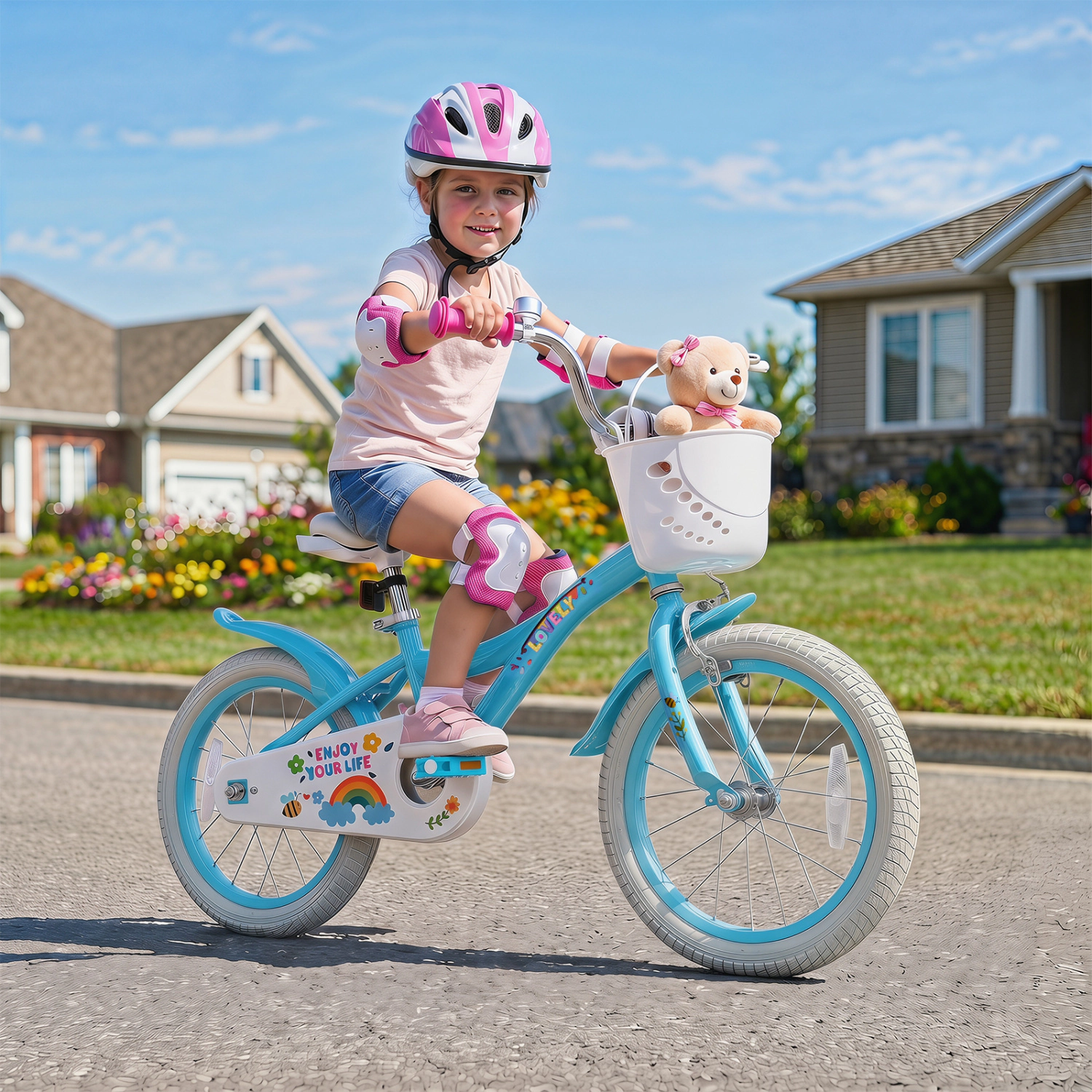 LJG Girls Bike for 4-8 Years Old with Basket