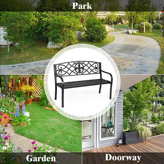 Hivvago Patio Heavy-Duty Metal Garden Bench