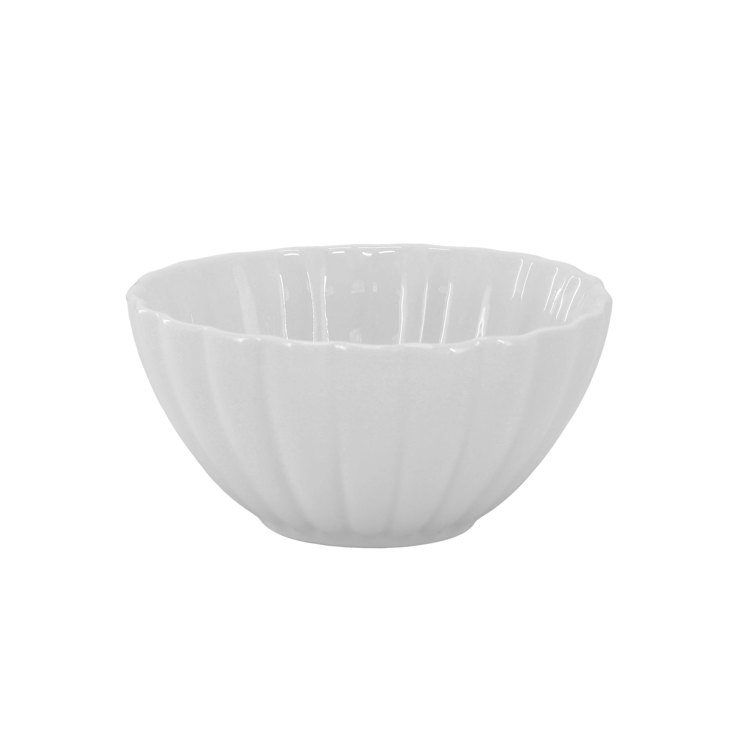 Elama Jane 16 Piece Scalloped Double Bowl Porcelain Dinnerware Set in White