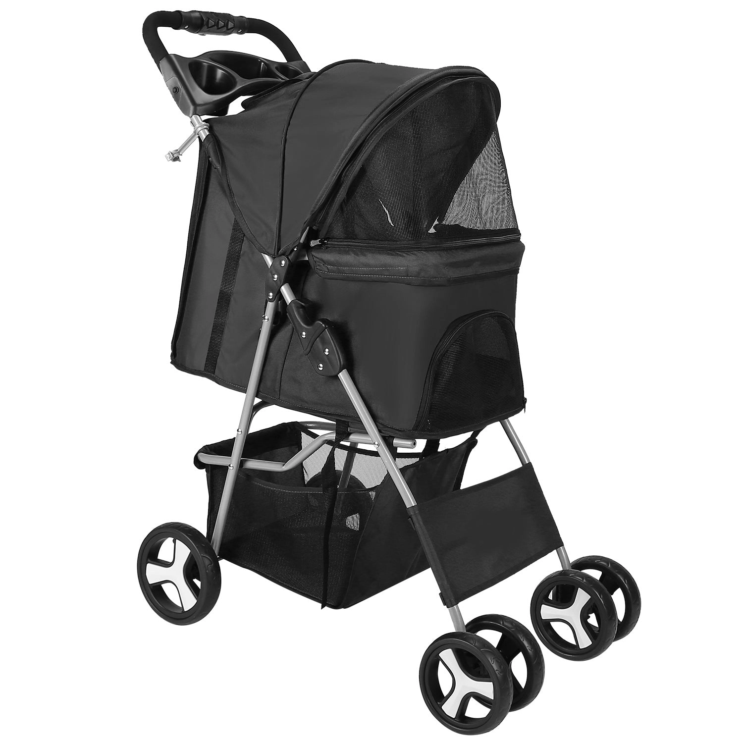 GBruno 4-Wheel Foldable Pet Stroller With Storage
