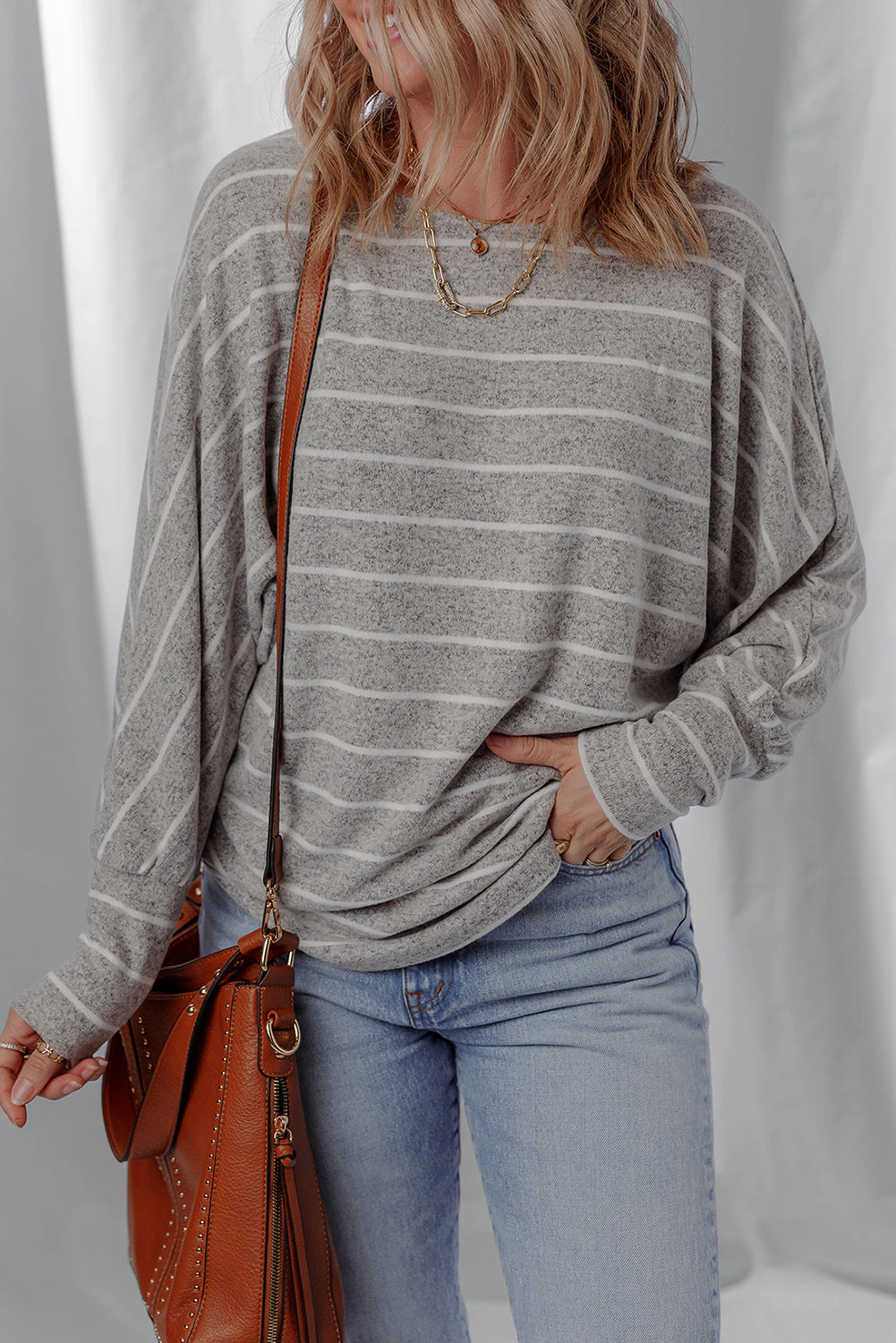 Threaded Pear Women's Bella Stripe Dolman Sleeve Top