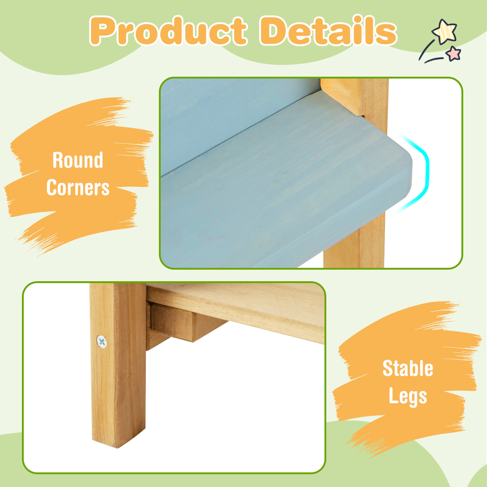 SUGIFT Natural Stove Top and Storage Shelves Backyard Kids Wooden Pretend Play Kitchen