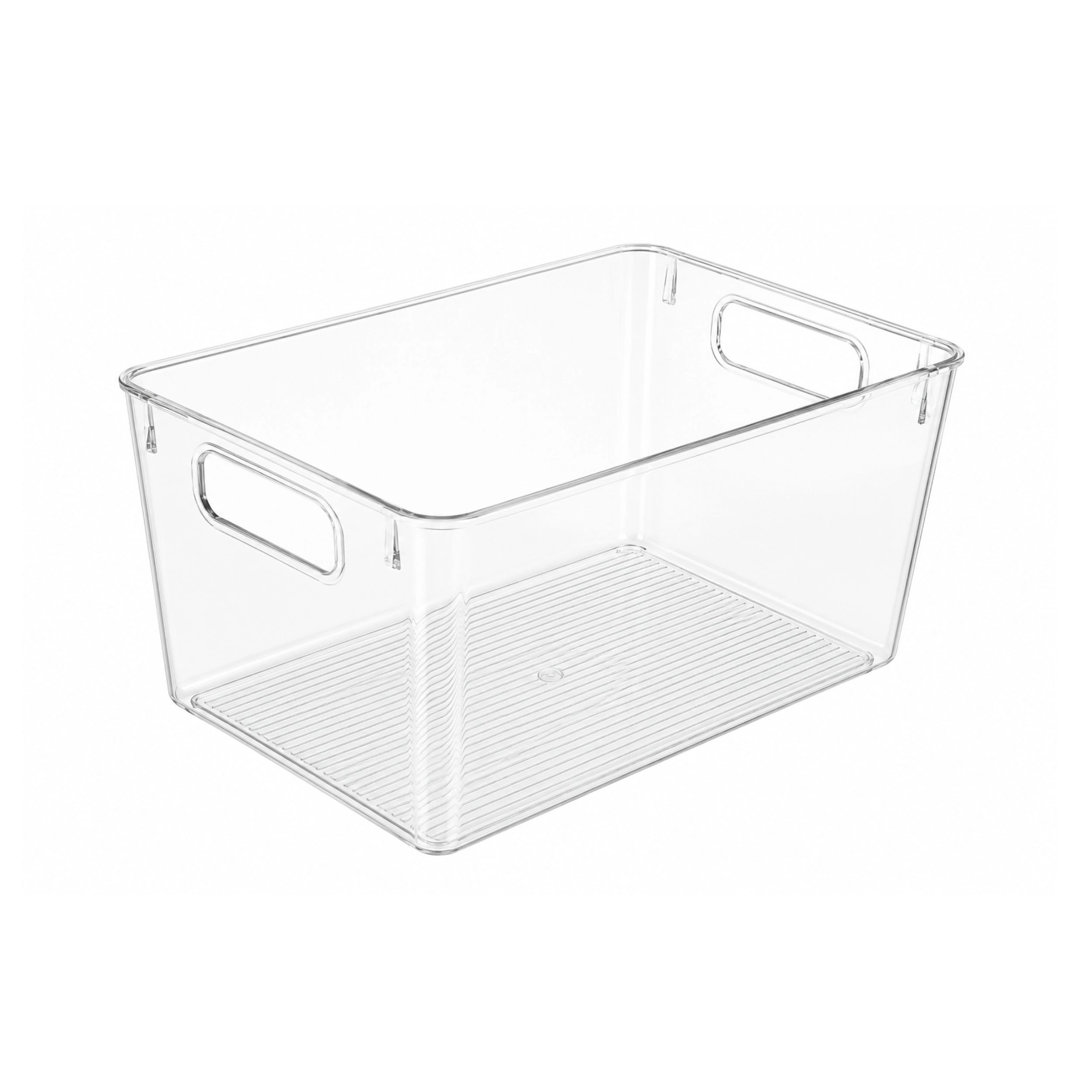 Stock Preferred Pack of 12 Clear Plastic Pantry and Refrigerator Storage Bins with Handles