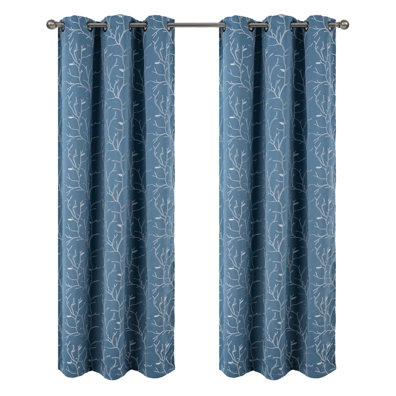 RT Designer Collection Luciana Embroidered Blackout Luxurious Decorative Grommet Curtain Panel 54" x 84" Wedgwood