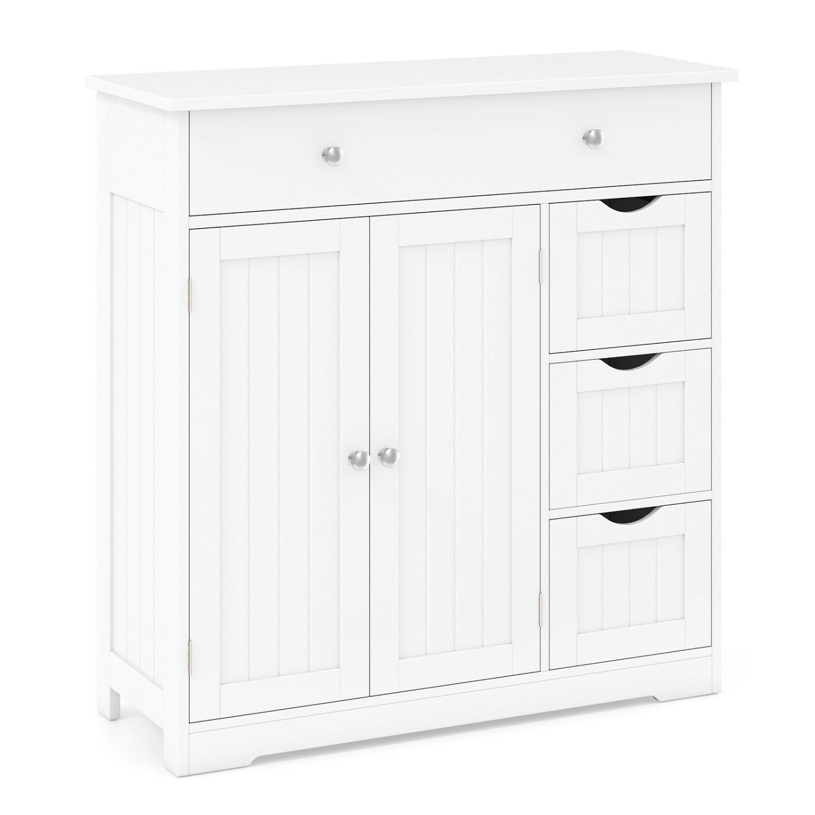 SUGIFT White 320-lb Capacity 4-Drawer 2-Door Bathroom Floor Storage Cabinet with Fixed and Adjustable Shelves