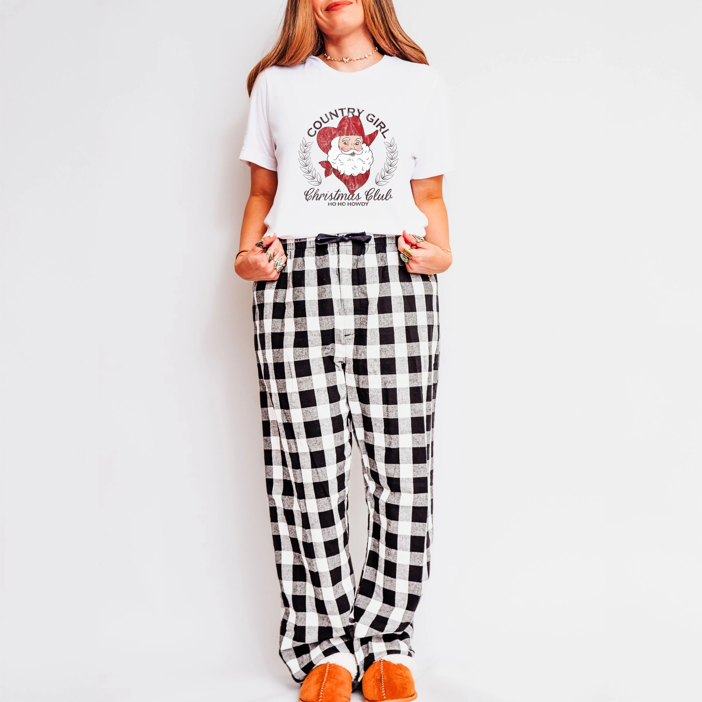 Simply Sage Market - Women's Plaid Pants and Tee Set Country Girl Christmas Club