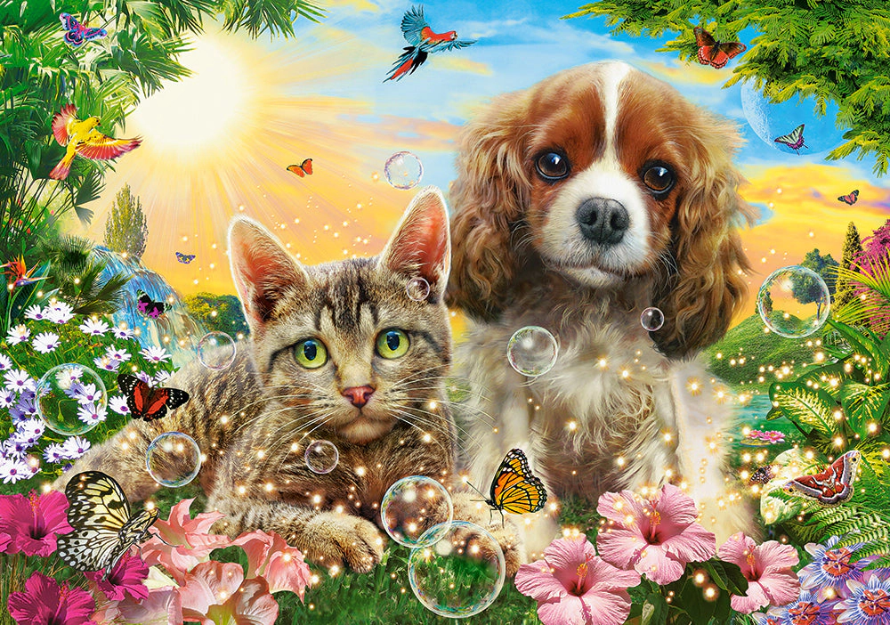 CASTORLAND 500 Piece Jigsaw Puzzle, Best Pals, Cats and Dogs, Animal puzzles, sweety Puppy and Kitten, B-53728