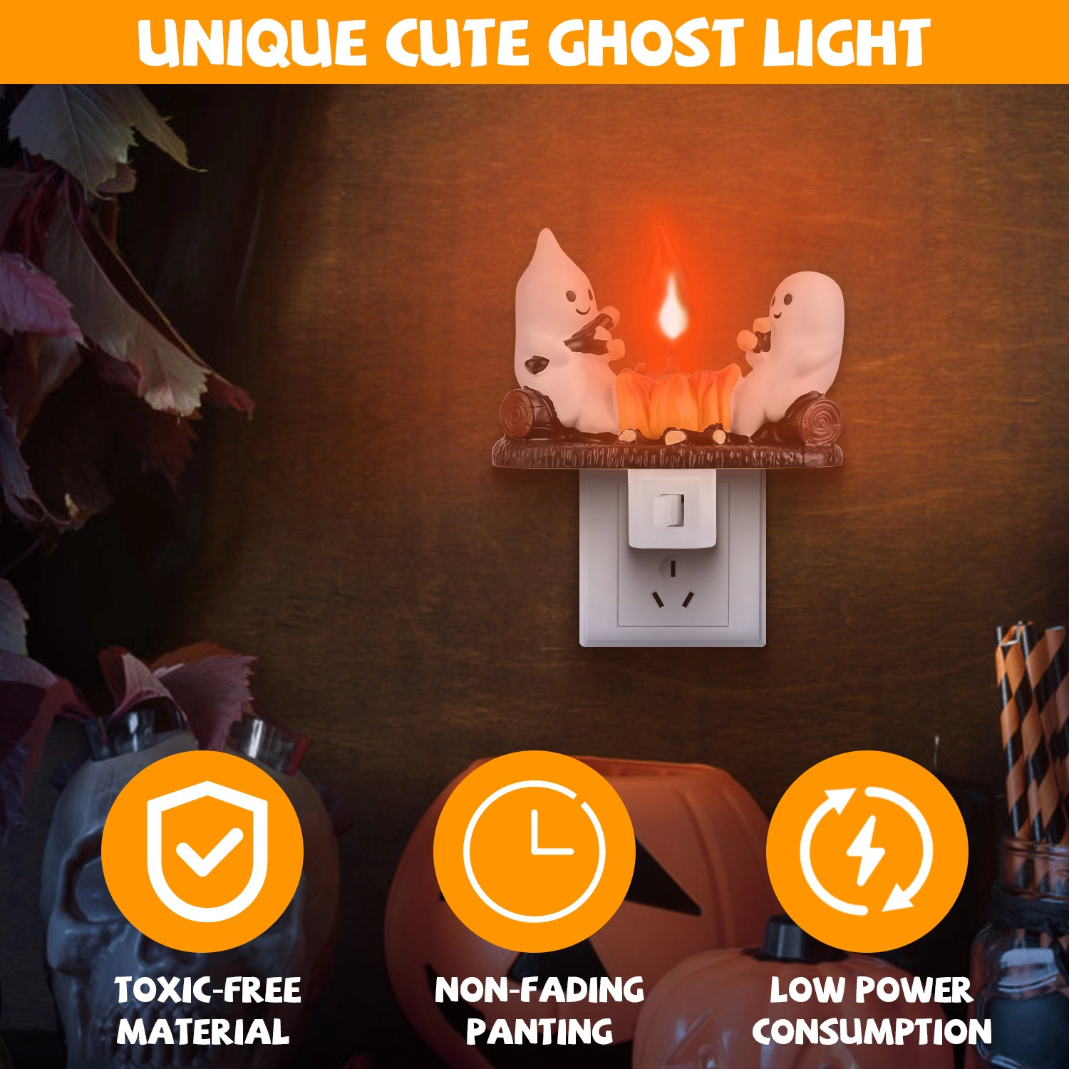 GBruno 2-Piece Ghost Campfire Flickering Night Light