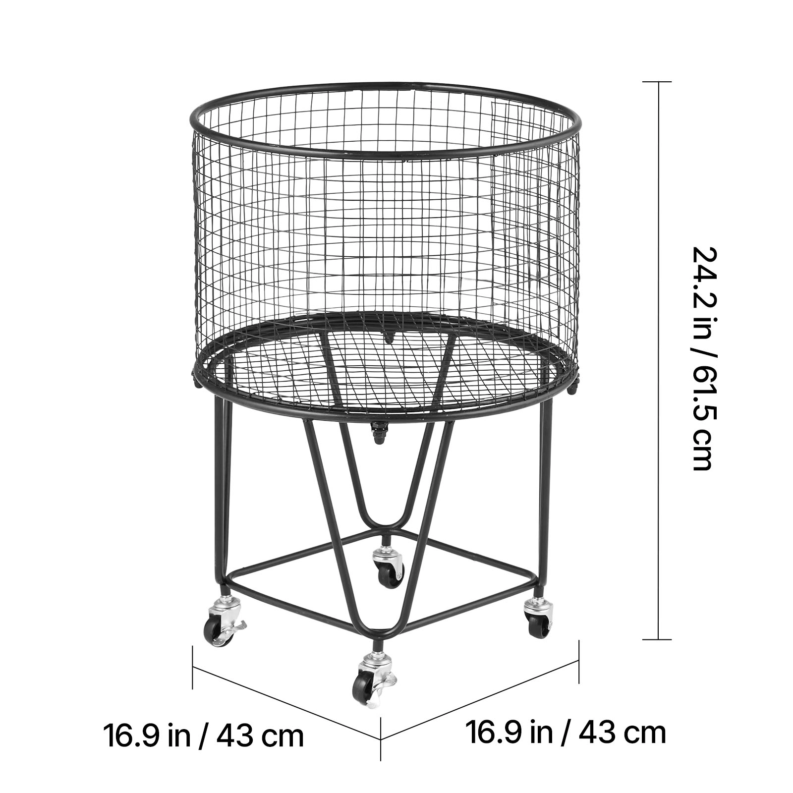 HONGGE Heavy Duty Laundry Cart with Swivel Wheels, Large Load Capacity Shopping Basket for Grocery Camping Luggage