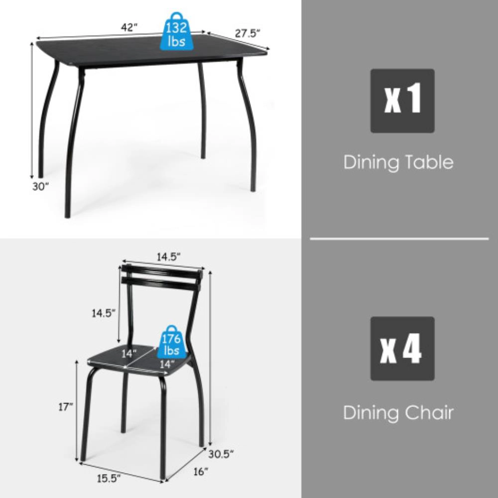 Hivvago 5 Pieces Dining Table Set With 4 Chairs