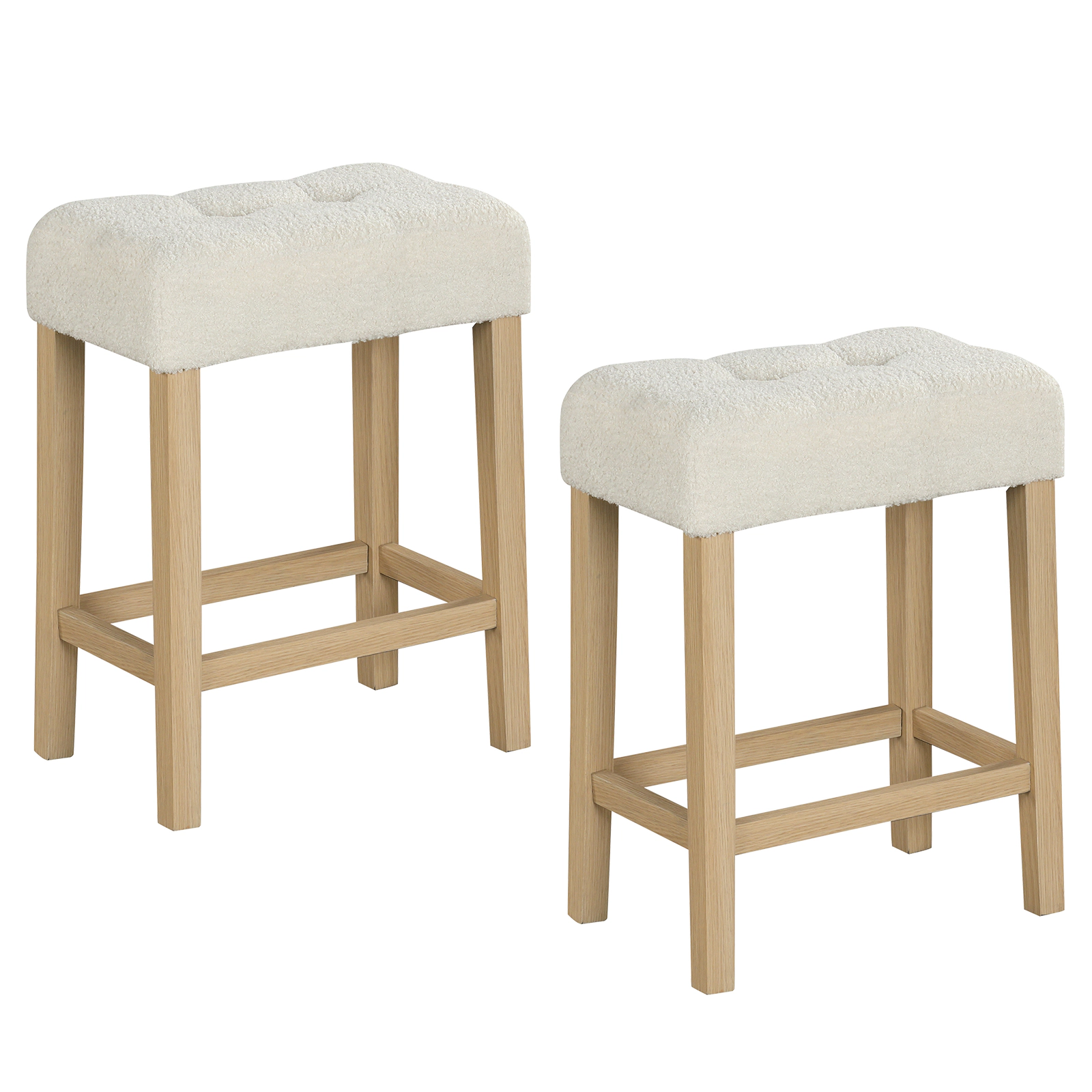 LJG Modern Counter Height Bar Stools Set of 2 with Rubber Wood Legs