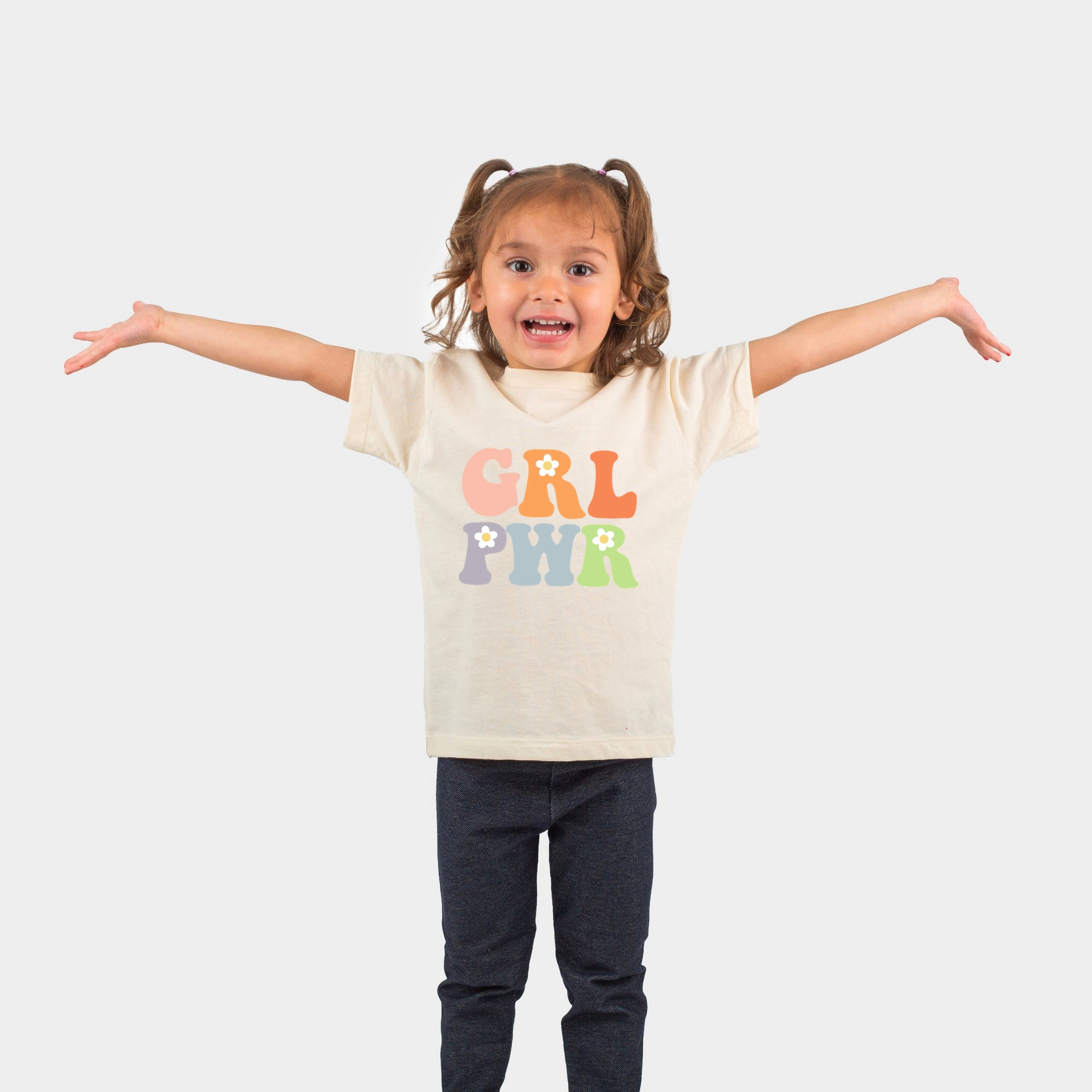 The Juniper Shop - Toddler Short Sleeve Graphic T-Shirt Girl Power Flowers