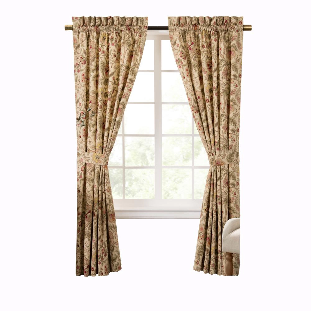 Ellis Curtain Regency 3" Rod Pocket Curtain Panel Pair with Tiebacks 96" x 84" Antique