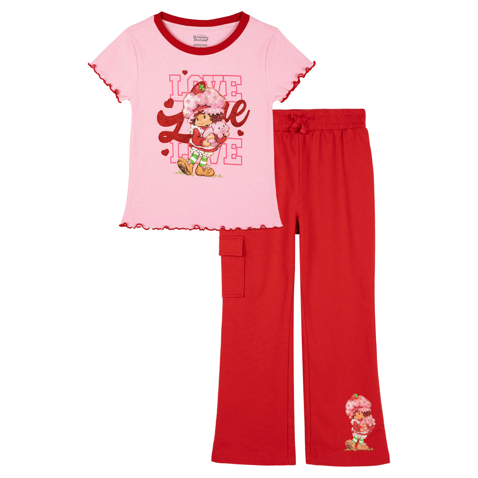 Strawberry Shortcake Girls' 2-Piece Short Sleeve T-Shirt and Flare Pants Set